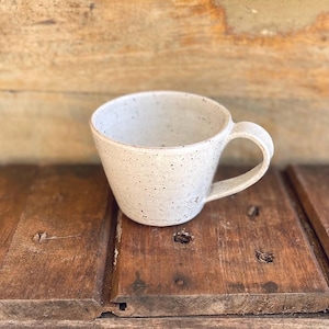 White Speckled Coffee or Tea Cup, Handmade Rustic Ceramic Coffee Mug