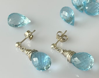 December Birthstone Blue Topaz Earrings - Sterling Silver or Gold Filled" Blue Topaz Jewellery, blue Topaz Earrings  Silver