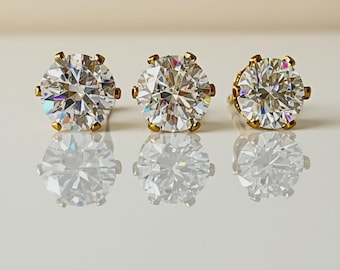VVS1 Moissanite Stud Earrings in Gold Filled, Sterling Silver, or Stainless Steel