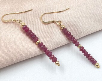 Ruby Earrings • Gold Filled or Sterling Silver Red Gemstone Jewelry