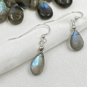 Labradorite Earrings – Sterling Silver | Iridescent Handmade Gemstone Jewelry | Gift for Her