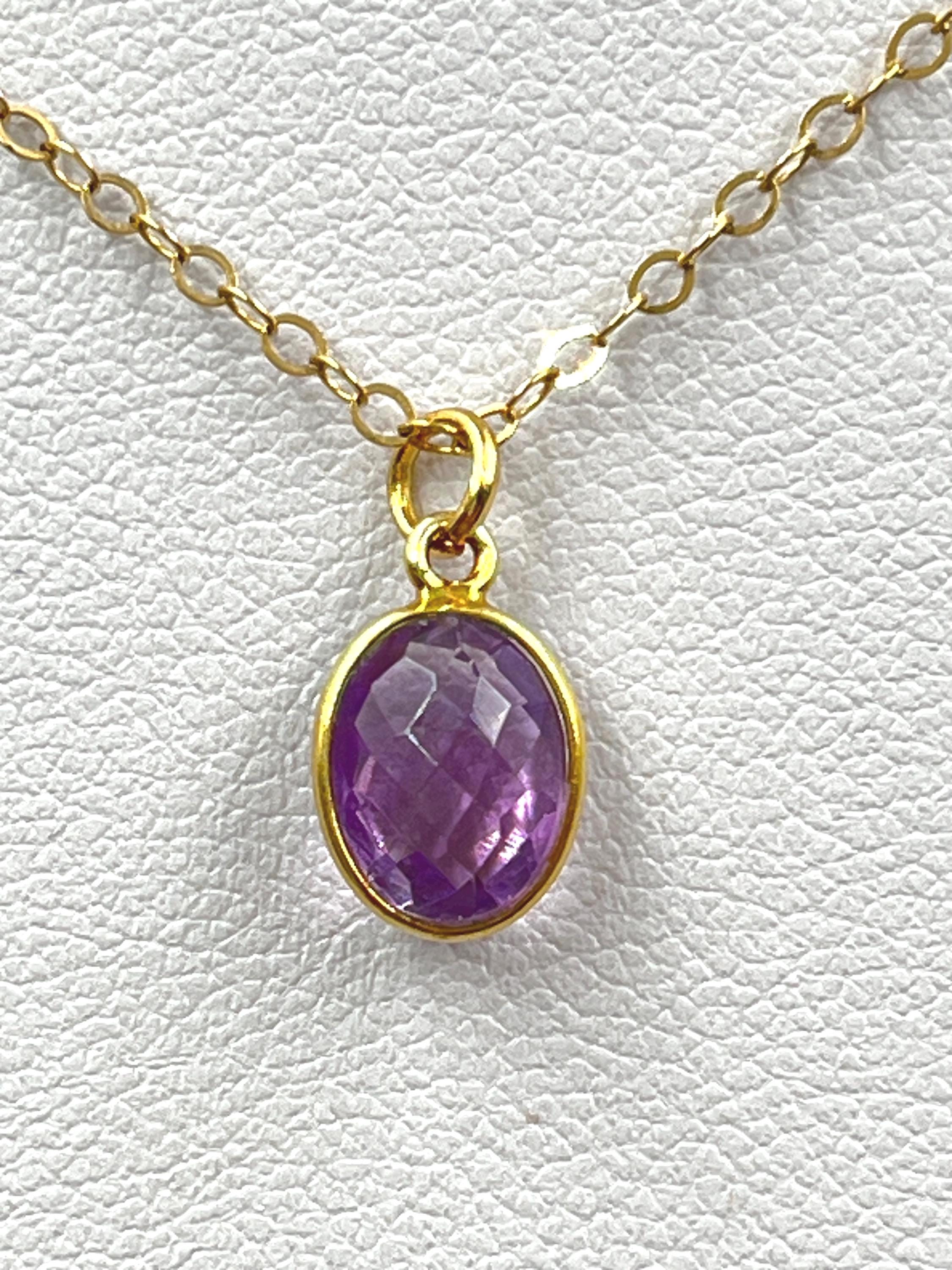Collier En Améthyste Avec Pendentif Doré - Bijou D'occasion En Bon état