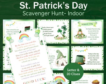 St Patricks Day Scavenger Hunt for Kids Indoor Leprechaun Treasure Hunt ...