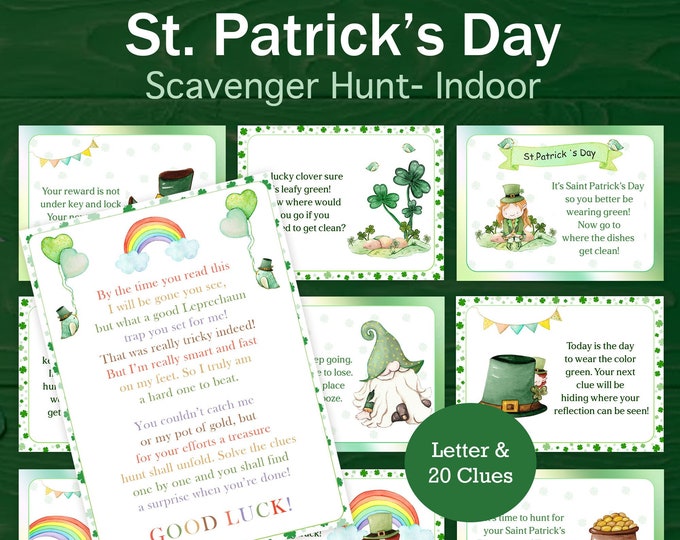 St Patricks Day Scavenger Hunt for Kids Indoor Leprechaun Treasure Hunt ...