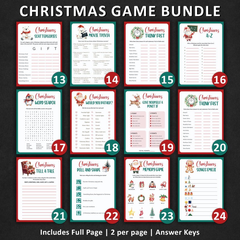 Christmas Game Bundle PRINTABLE Christmas Games for Adults Kids ...