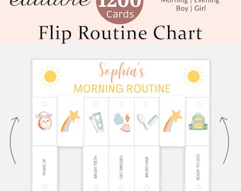 Routine Flip Chart Toddler Morning Evening Bedtime Visual Schedule Kids Daily Routine Cards Rhythm Checklist Montessori Girl Boy Editable