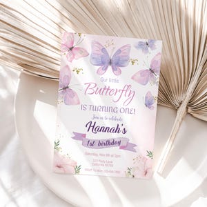 Butterfly Invitation Butterfly Birthday Invitation Butterfly Theme Invitation Girl Flower Butterfly Invite EDITABLE Instant Download B04