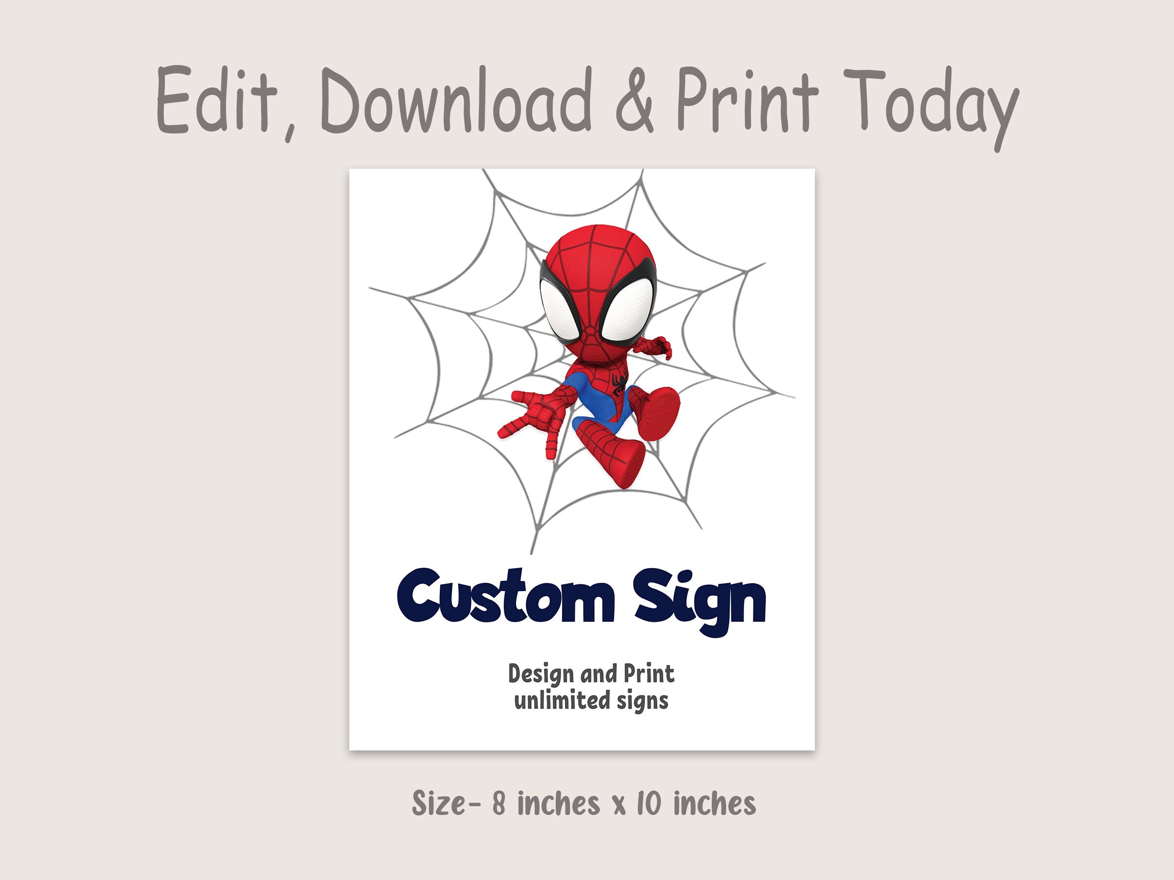 Spidey and His Amazing Friends Custom Sign Spidey Party Signs