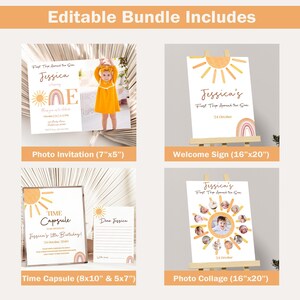 First Trip Around The Sun Birthday Invitation Bundle First Birthday Invite 1st Birthday Theme One Year Around Sun Party Editable Digital S06 image 3