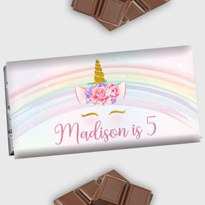 Unicorn Chocolate Label Unicorn Candy Bar Wrapper Unicorn Rainbow Birthday Favor 1.55 oz Chocolate Bar Girl EDITABLE Instant Digital U01