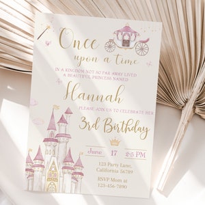 Princess Birthday Invitation Once Upon a Time Birthday Invitation Princess Party Invitation Girl Princess Invite EDITABLE Instant Digital