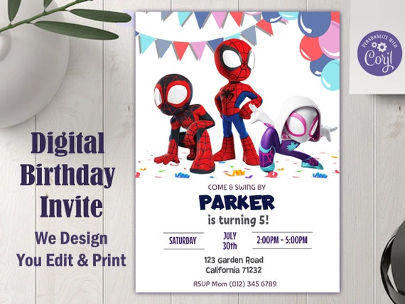 Spidey and Friends Invitation - Edit Online Now