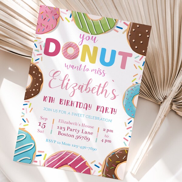Donut Party Invitations - Etsy