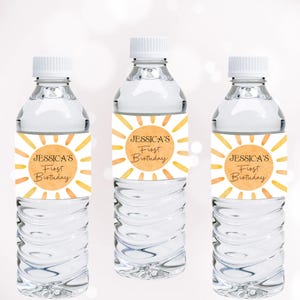 Étiquettes pour bouteille d'eau premier voyage autour du soleil 1er voyage autour du soleil anniversaire autocollant de bouteille emballage de bouteille de soleil MODIFIABLE Instant S06