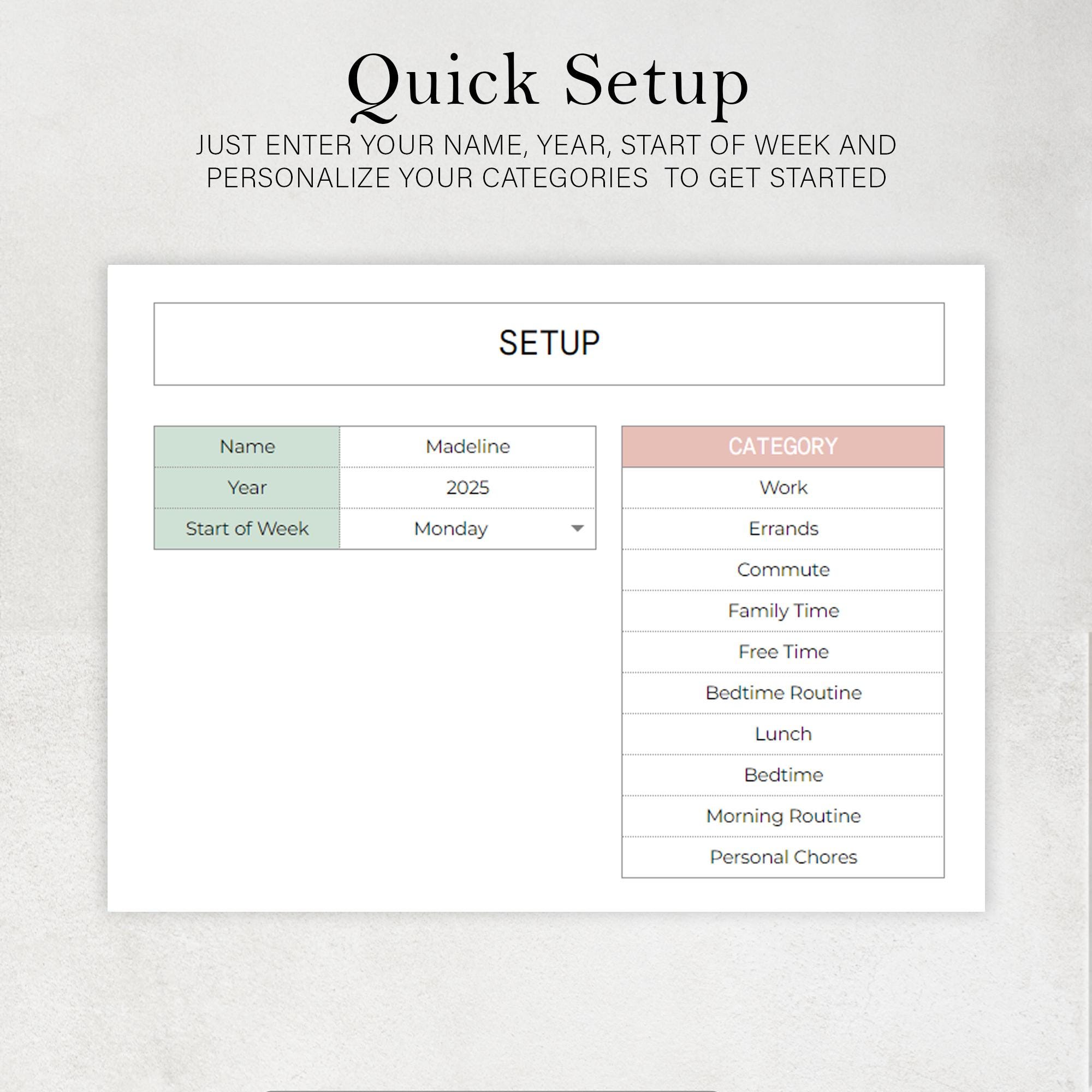 Time Blocking Planner Spreadsheet 24 Hour Weekly Schedule Template Time ...