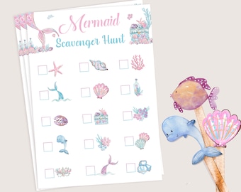 Mermaid Scavenger Hunt Game Mermaid Birthday Party Games Under The Sea Hunt Treasure Hunt Activities Girl Printable Instant Digital M02