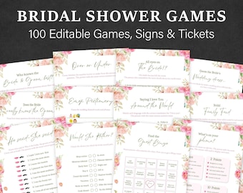 Floral Bridal Shower Games Floral Wedding Shower Games Boho Couples Shower Game Bride or Groom Over or Under Activity Bundle EDITABLE