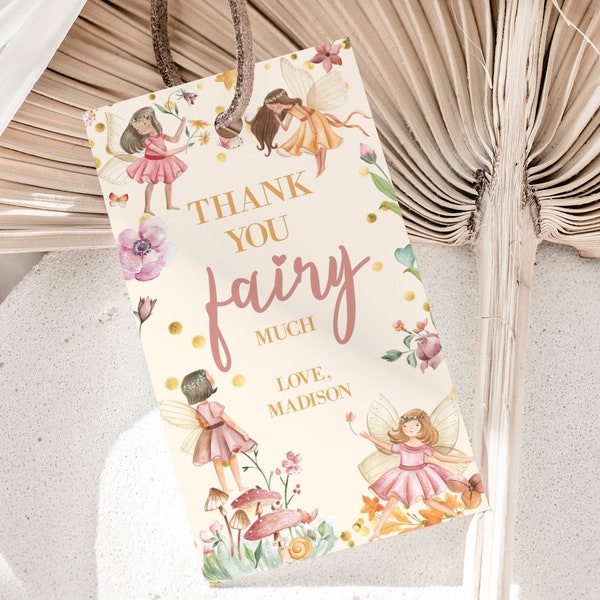 Fairy Favor Tag Template Editable Enchanted Garden Forest Girl Thank You Tag Floral Magical Princess Birthday Party Gift Label Instant F01