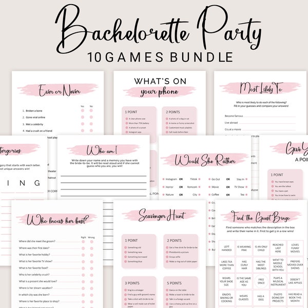 Saubere Junggesellinnenabschied Spiele Saubere Hennen Party Spiele Junggesellinnenabschied Spiele Bundle Spaß Hen Do Spiele Wochenende Rosa DRUCKBARE Sofort Download