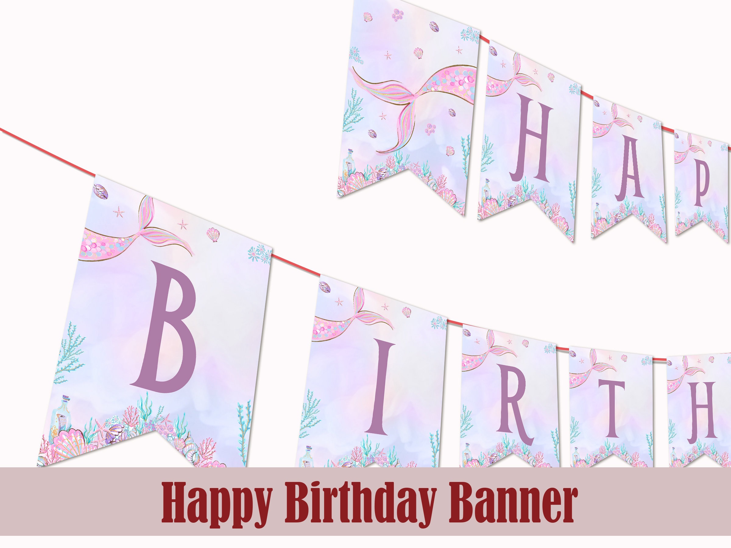 AIIKES Meerjungfrau Geburtstag Hintergrund – 1,8 X 1,2 M Vinyl, Mit "Happy Birthday" Aufschrift, Für Fotografie & Party