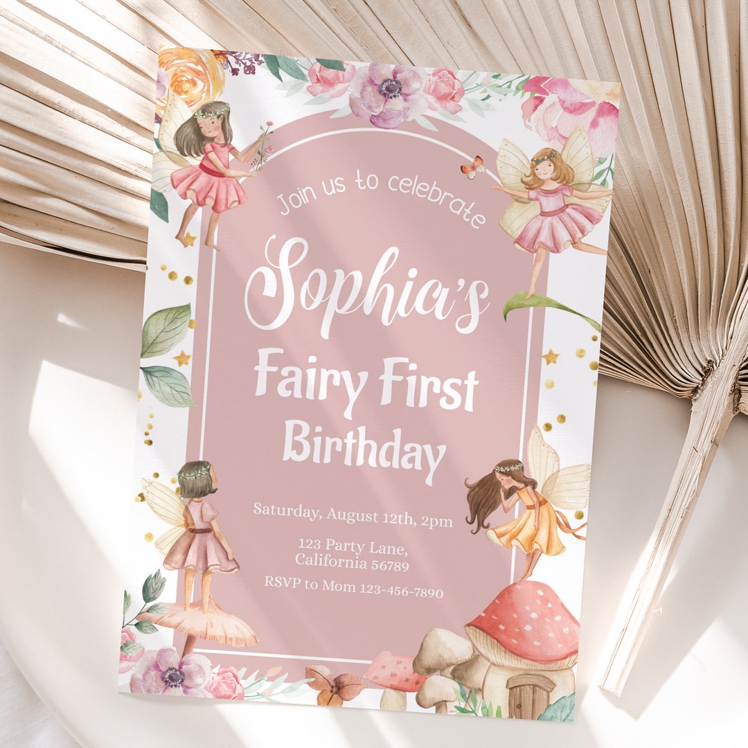 Fairy First Birthday Invitation My Fairy First Invitation Fairy Party
