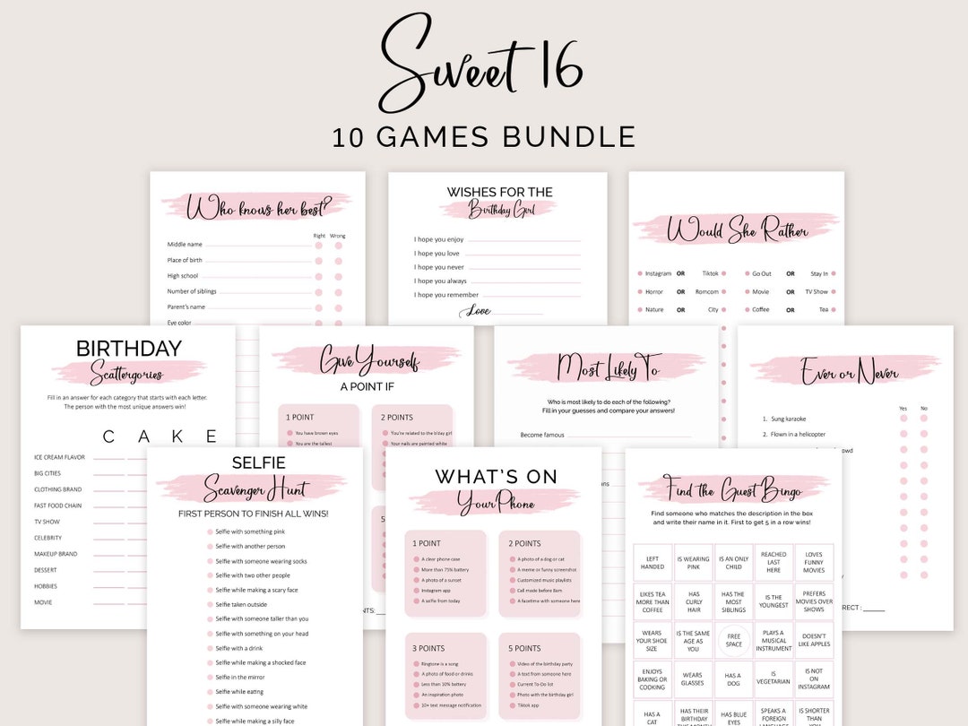 Sweet 16 Birthday Games Sweet 16 Birthday Party Games Girl