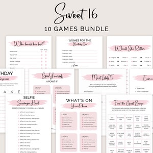 Sweet 16 Birthday Games Sweet 16 Birthday Party Games Girl 16th Birthday Party Games Sixteen Birthday Activities Bundle PRINTABLE Instant