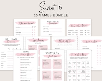 Sweet 16 Birthday Games Sweet 16 Birthday Party Games Girl 16th Birthday Party Games Sixteen Birthday Activities Bundle PRINTABLE Instant