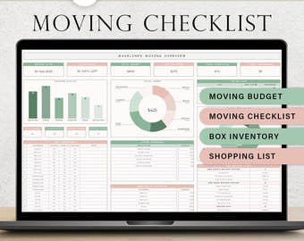 Moving Planner Moving Checklist Spreadsheet Packing Box Inventory Template Home Moving Out Task Tracker List Relocation Budget Google Sheets