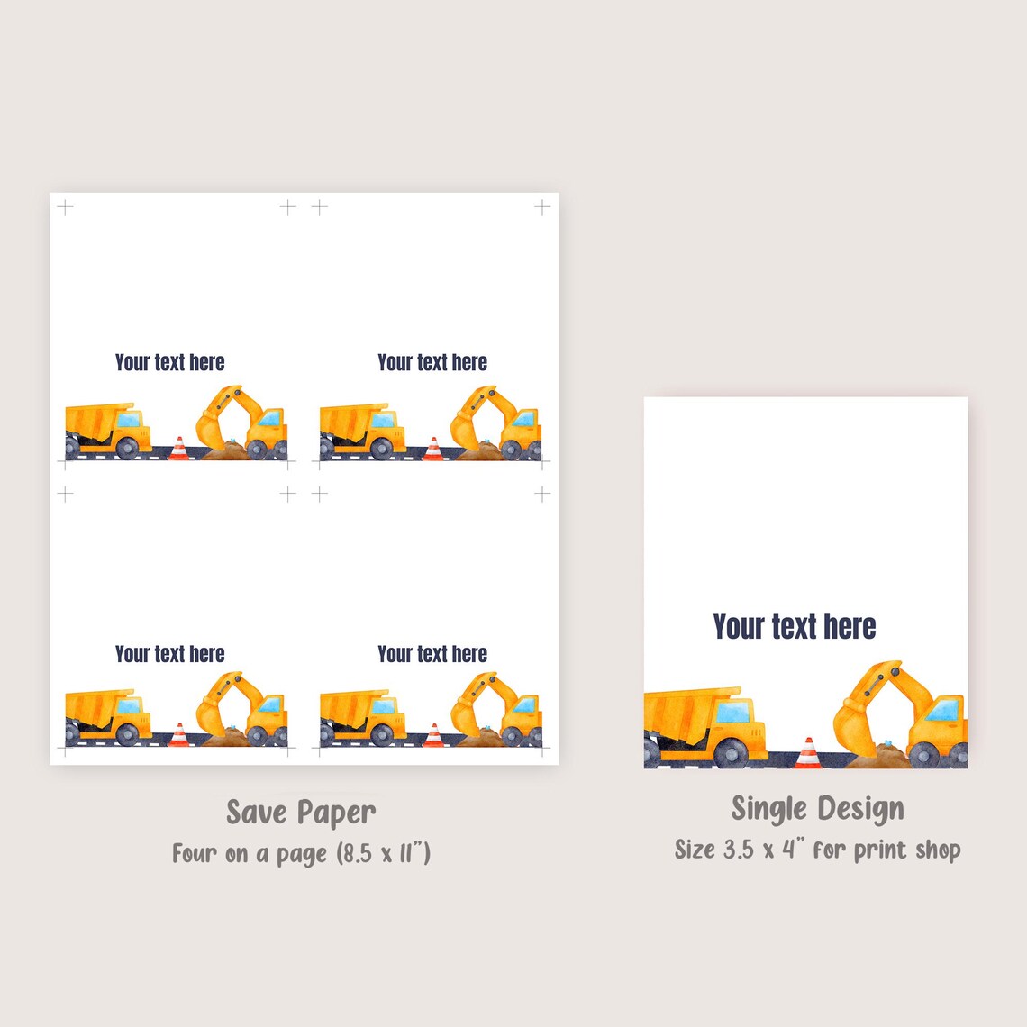 Label Digge Construction Food Tent Card Dump Truck Birthday Food Label Digger Food ...