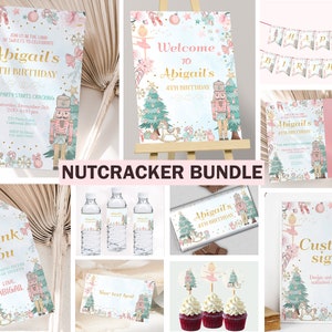 Nutcracker Birthday Invitation Bundle Sugar Plum Fairy Decoration Land of Sweets Party Pink Nutcracker Ballet Decor EDITABLE Digital N02