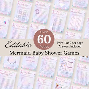 Bundel babyshowergames zeemeermin Under The Sea-feestactiviteit Een zeemeermin onderweg Babyvoorspelling Trivia Advies luierloterij BEWERKBAAR MB02
