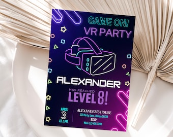 vr Einladung vr Party einladen vr Geburtstag einladen Virtuelle Realität Einladung Boy vr Gaming einladen Spiel auf bearbeitbar sofort Download V02