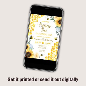 Bee Birthday Invitation Bee Day Invitation Honey Bee Birthday Party Invite Girl Sunflower Bee Invite EDITABLE Instant Digital Download B03 image 4