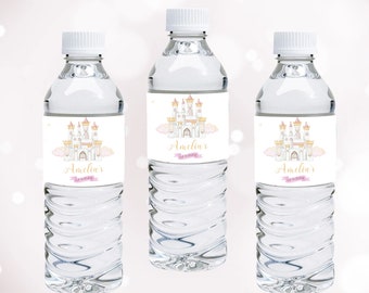 Princess Water Bottle Label Princess Bottle Wrappers Princesses Decor Princess Birthday Party ...