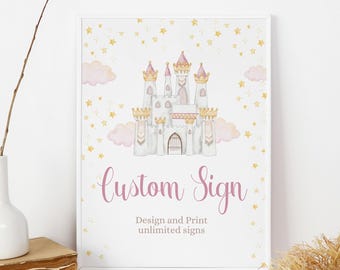 Princess Custom Sign Princess Party Signs Princess Birthday Sign Princesses Decor Princess Girl Party Decorations EDITABLE Digital Instant
