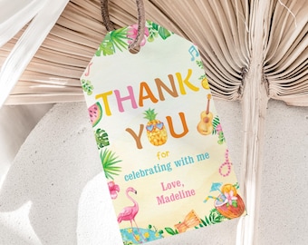 Luau Thank You Tags Hawaiian Party Favor Tags Aloha Gift Tags Tropical Birthday Favor Labels Bag Sticker Decor EDITABLE Instant Digital T03
