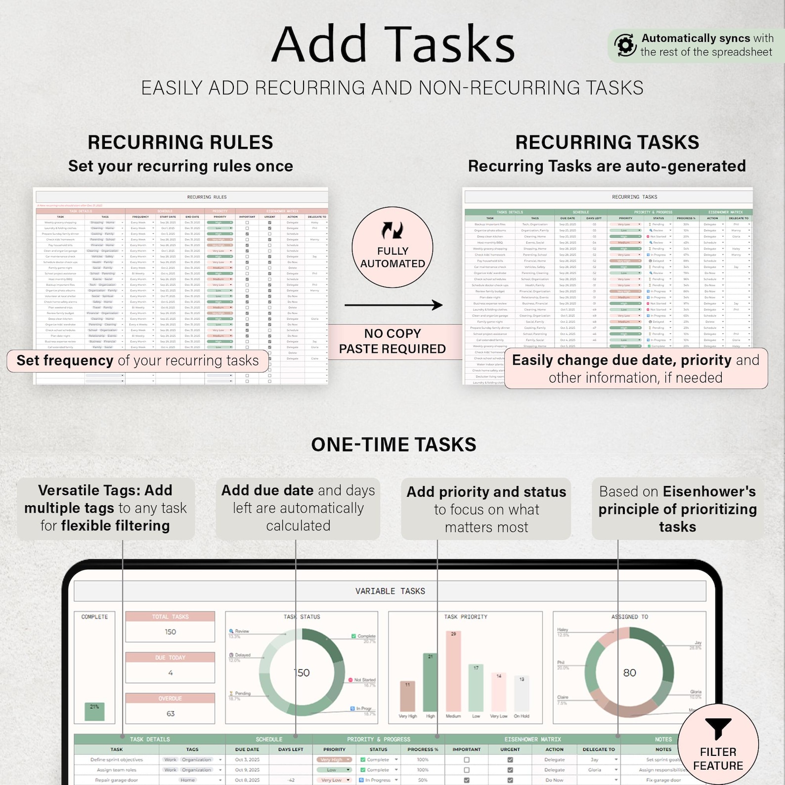 Task Tracker to Do List Spreadsheet Template Daily Tasks Recurring ...