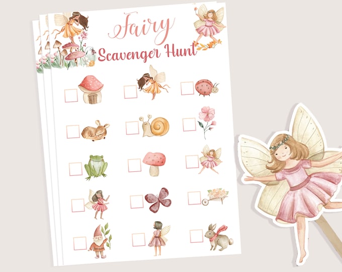 Editable Scavenger Hunt Checklist Game Party Fairy Birthday Activity ...
