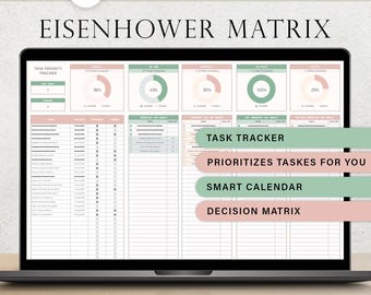 Eisenhower Matrix Task Priority Tracker Task Tracker To Do List Spreadsheet Task Manager Productivity Planner Priority Matrix Google Sheets