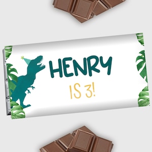 Three Rex chocoladelabel dinosaurus wrapper snoepreep Dino chocoladereep hoes T-Rex verjaardagsbedankje 1.55 oz BEWERKBAAR