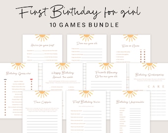 First Trip Around The Sun Birthday Games 1st Trip Around the Sun Birthday Games First Birthday Party Trivia Quiz Girl PRINTABLE Digital S06