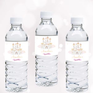 Princess Water Bottle Labels Princess Bottle Wrappers Once Upon a Time Birthday Party Decoration Castle Decor EDITABLE Instant Digital