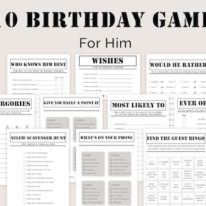 Birthday Games for Him Birthday Party Games for Men Game Bundle for Boy He Adult How well do you know Trivia Bingo Quiz PRINTABLE Instant