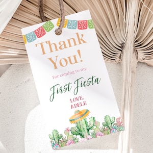 First Fiesta Thank You Tags Fiesta Favor Tags Fiesta Birthday Party Tags Fiesta Party Decoration Gift Labels EDITABLE Instant Digital F02