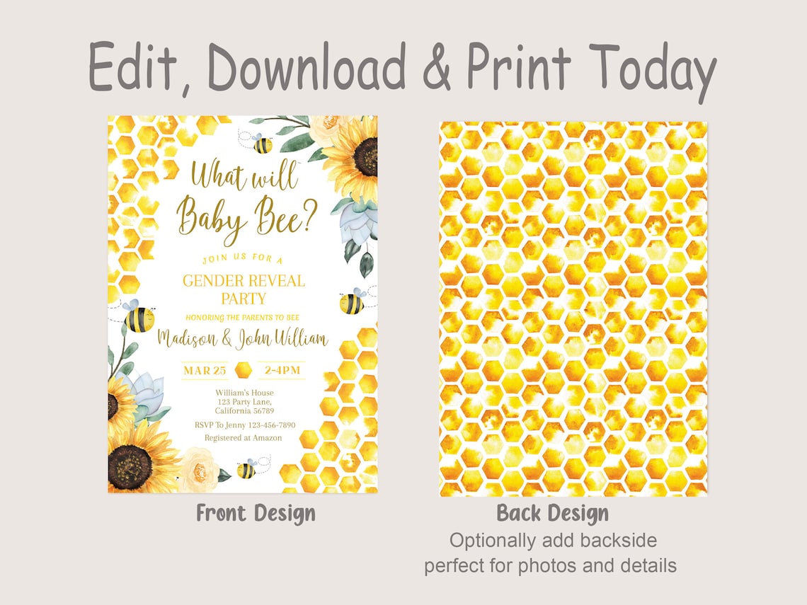 What Will Baby Bee Gender Reveal Party Baby Bee Gender - Etsy