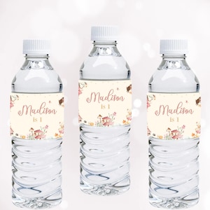 Fairy Water Bottle Label Fairy Birthday Bottle Wrapper Enchanted Forest Party Decoration Girl Fairy First Decor EDITABLE Instant Digital F01