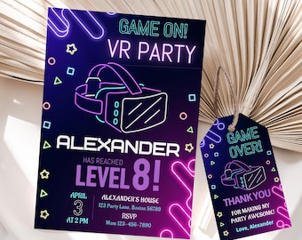 Virtual Reality Invitation VR Party Invitation VR Birthday Invitation Boy Virtual Reality Game Birthday Invite EDITABLE Instant Download V02
