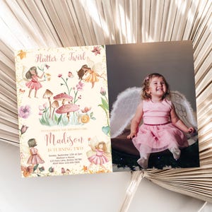 Fairy Birthday Invitation with Picture Fairy Photo Invitation Enchanted Forest Invitation Fairy Garden Invitation Party EDITABLE Instant F01