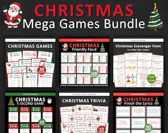 Christmas Game Bundle PRINTABLE Christmas Games for Adults Kids Christmas Party Games Christmas Activities for Family Friends Holiday Games